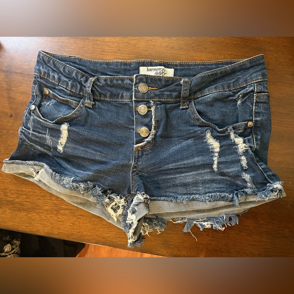 Blue Distressed Denim Shorts